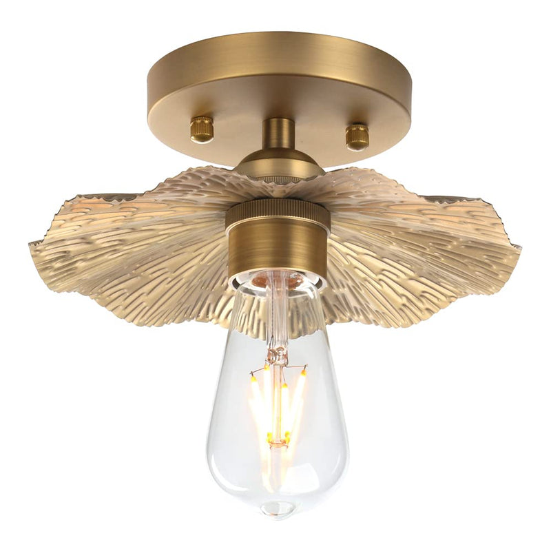 Pathson Vintage Metal Ceiling Light Fixture Brass Finished, Split Flower Design Ceiling Lighting, Industrial Kitchen Art Flush Mounted Farmhouse Lighting for Living Room Hallway