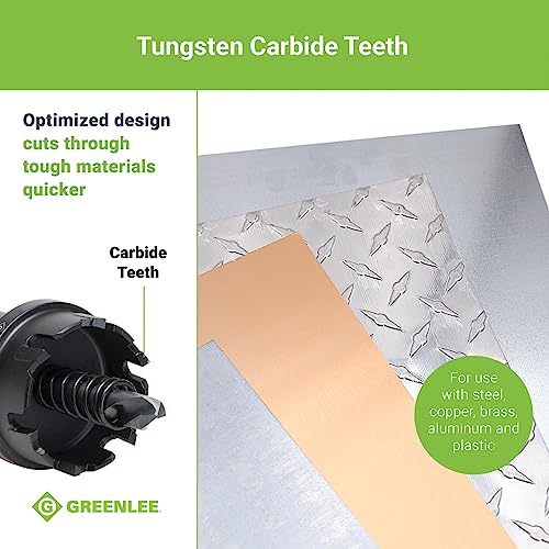 Greenlee 625-7/8 Durable One-Piece Carbide-Tipped Hole Cutter for 1/2" Conduit, 7/8" Stainless Steel Metal Cutting Hole Saw with Tungsten Carbide Teeth 7/8-Inch