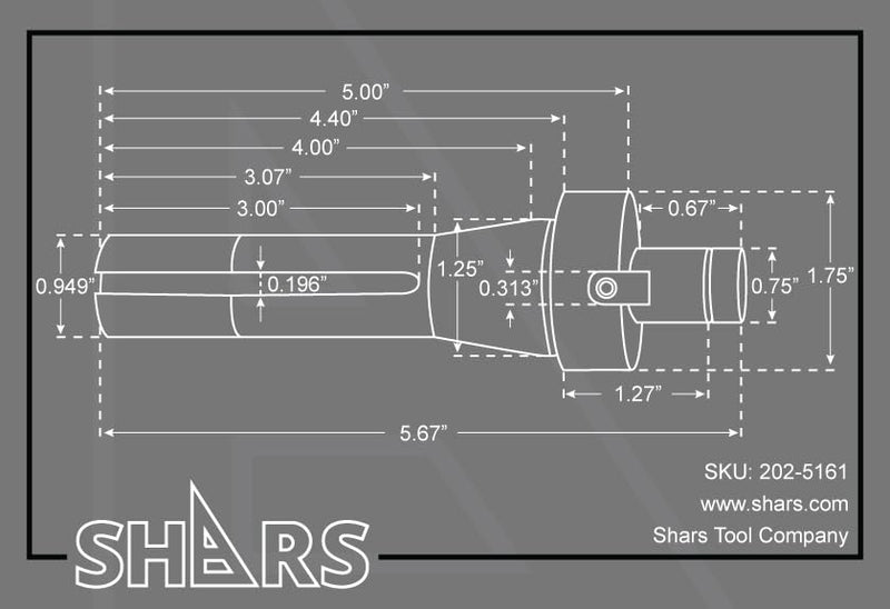Shars 3/4" Precision R8 Shank Shell Mill Arbor 202-5161 P 3/4" 202-5161