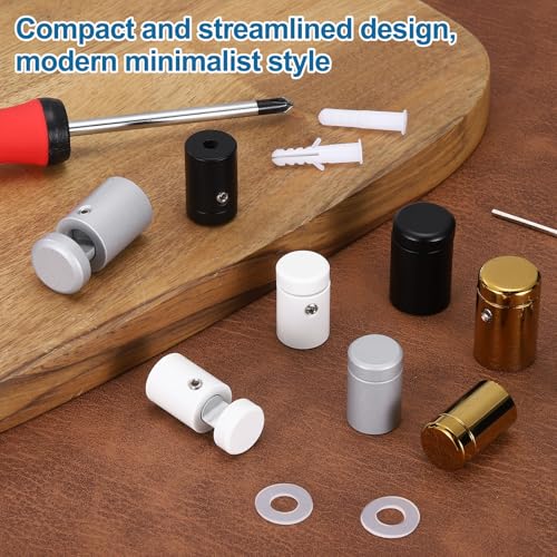 MECCANIXITY 12pcs Side Clamp Standoffs, 5/8" x 3/4" Silver Aluminum Standoff Screws Wall Sign Mounting Hardware Edge Grips for Acrylic Signs, Hanging Picture Frame, Advertising 5/8" x 3/4"