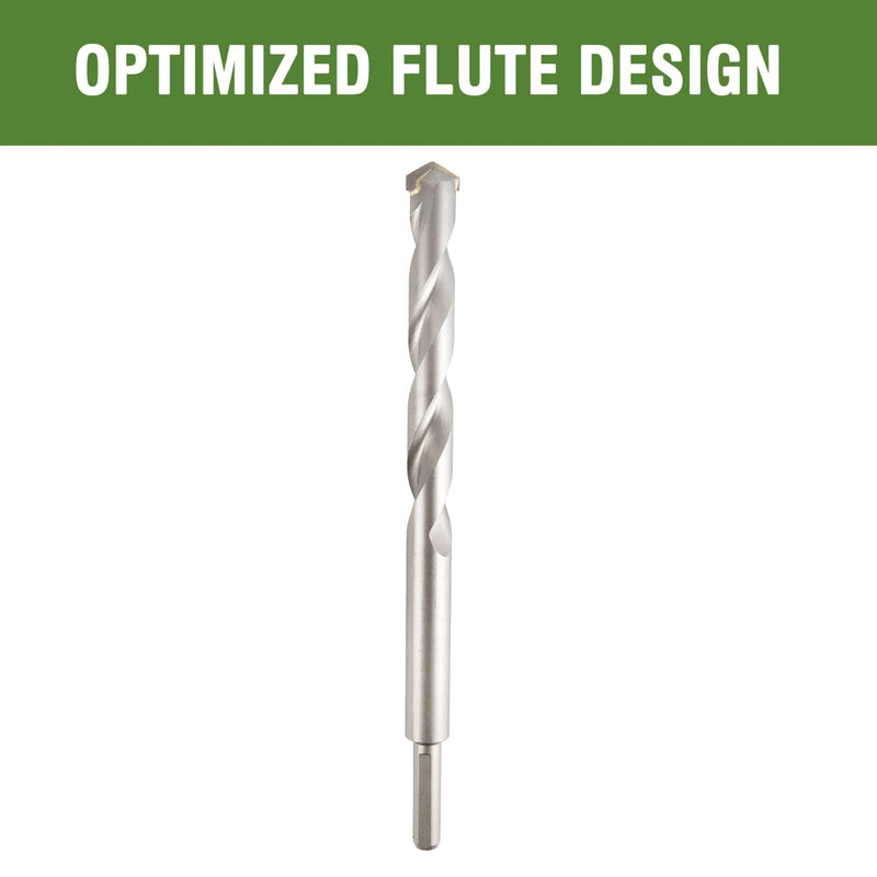 1" x 12" Masonry Drill Bits 1 inch Concrete Hammer Drill Bits Carbide Tipped, for Cement, Brick, Stone, 3-Flat Shank 1" X 12"
