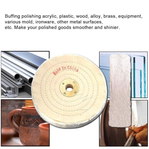 10-inch Polishing Cotton Buffing Wheel 250mm,1-PCS Extra Thick 0.94in/24mm 100 Ply for Bench Grinder Arbor Hole φ1.26-in(32mm) Cotton Buffing Wheel