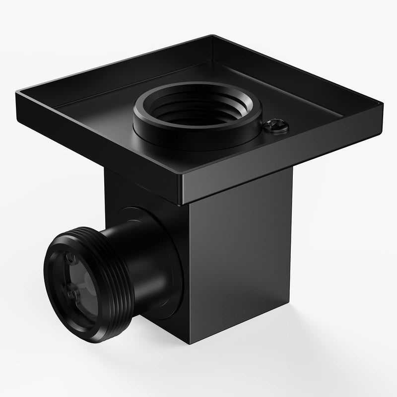 Wall Mounted Supply Elbow, Wall Elbow for Hand Shower, Solid Brass Square Wall Supply Elbow, Check Valve Included (Square, Matte Black)
