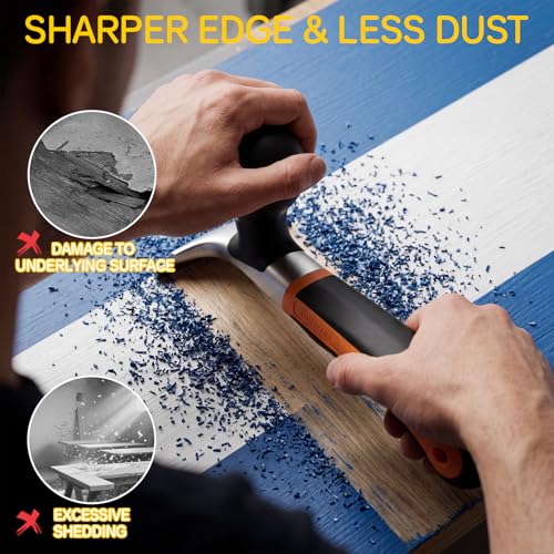 Onemake 2-1/2" Heavy-Duty Premium Ergonomic Carbide Scraper Tool, Removal on Dry Glaze, Stains, Putty, Scratches, Rust, Paint, Glue, Varnish, Resin, Carbide Scraper with Blade & 1 Replaceable Blade