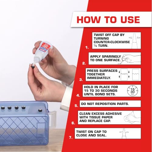 Loctite Super Glue Professional Liquid, Clear, 0.7 fl oz Bottle, 2 Pack - Superglue for Plastic, Wood, Metal, Crafts & Repair, Cyanoacrylate Adhesive Instant Glue, Quick Dry