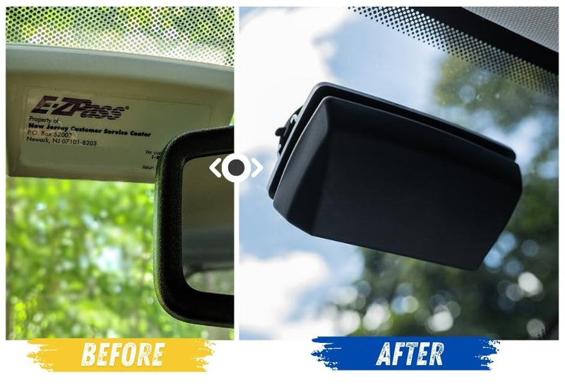 EZ Pass Cover + Holder with Super-Strong Suction Cups. Compact All-Black Look Inside & Outside Your Windshield for Your E-Z Pass and I-Pass
