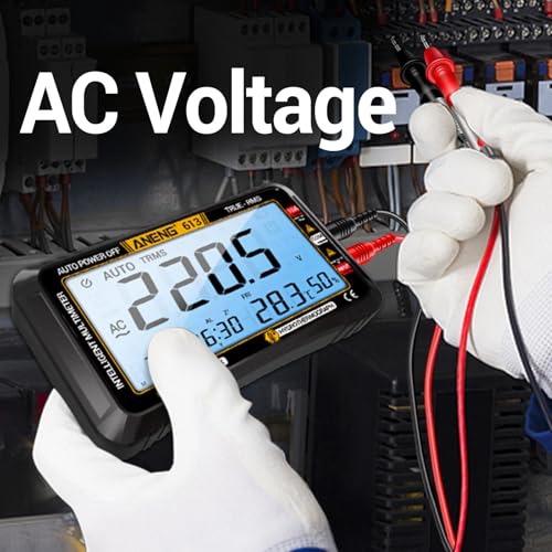 ANENG Digital Multimeter Tester,4000 Counts Voltage Tester,Auto-Ranging TRMS Volt Meter,Large LCD Ohm Meter Measures AC/DC Current,Voltage,Resistance, Diode,Continuity,Capacitance,Temperature 613 Black Large Screen