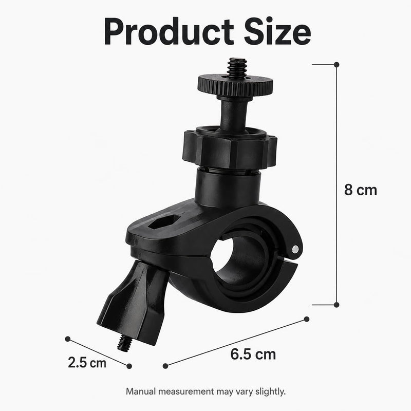 ABS Bike Camera Mount Holder, 1/4 Inch Screw Handlebar Clip Bracket for Action Cameras and Portable Speakers, Adjustable Bicycle Accessory