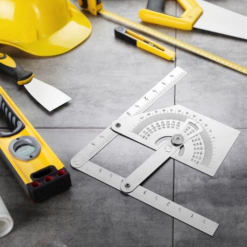 Copkim 2 Pack Metal Protractor 0-180 Degree Angle Finder for Woodworking