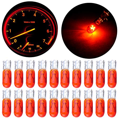 cciyu T5 17 86 206 Halogen Light Bulb Instrument Cluster Gauge Dash Lamp,20 Pack (red)