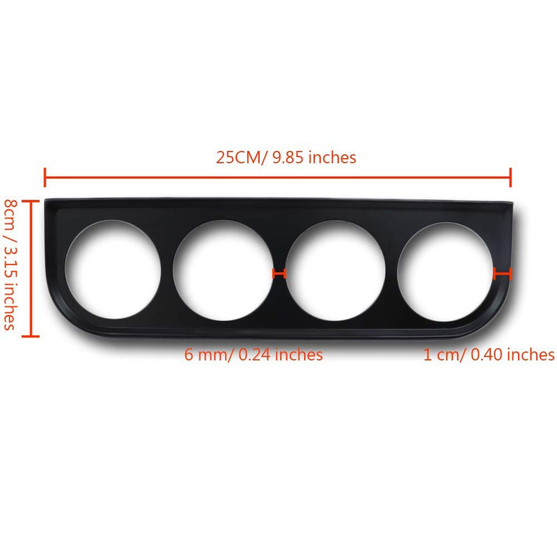 MOTOR METER RACING Universal 2-1/16" 52mm Quad Gauge Mounting Panel Four Holes Black 4 Mount