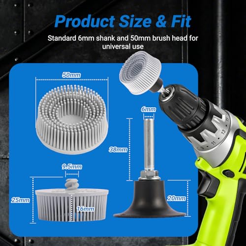 2 Inch Bristle Disc 6pack - 120 Grit with 1/4inch Shank Attachment Abrasive Coating Removal Brush Disc for Metal