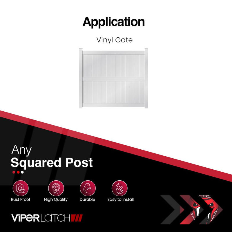 Safetech Hardware ViperX5-2 Two-Sided Gate Latch | Wrap Around Design - No Post Drilling | Padlock Lockable | Left & Right Reversible | Double Gate Access w/Push Button | 2” Vinyl & Aluminum - White 2" Post