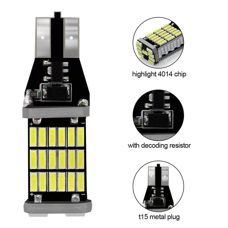 921 LED Bulb Reverse Light,921 912 906 W16W T15 LED Bulbs,Non-polarity Upgraded 921 Bulbs and 6000K High Bright （Pack of 2）