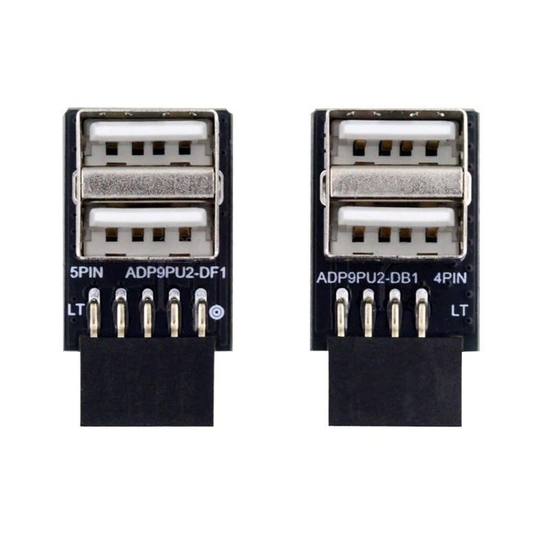 xiwai 2pcs/lot 9Pin 10Pin Header Motherboard Internal to Dual USB 2.0 Female Adapter Converter Horizontal Type High Speed 480 Mbps for Laptops, Tablets