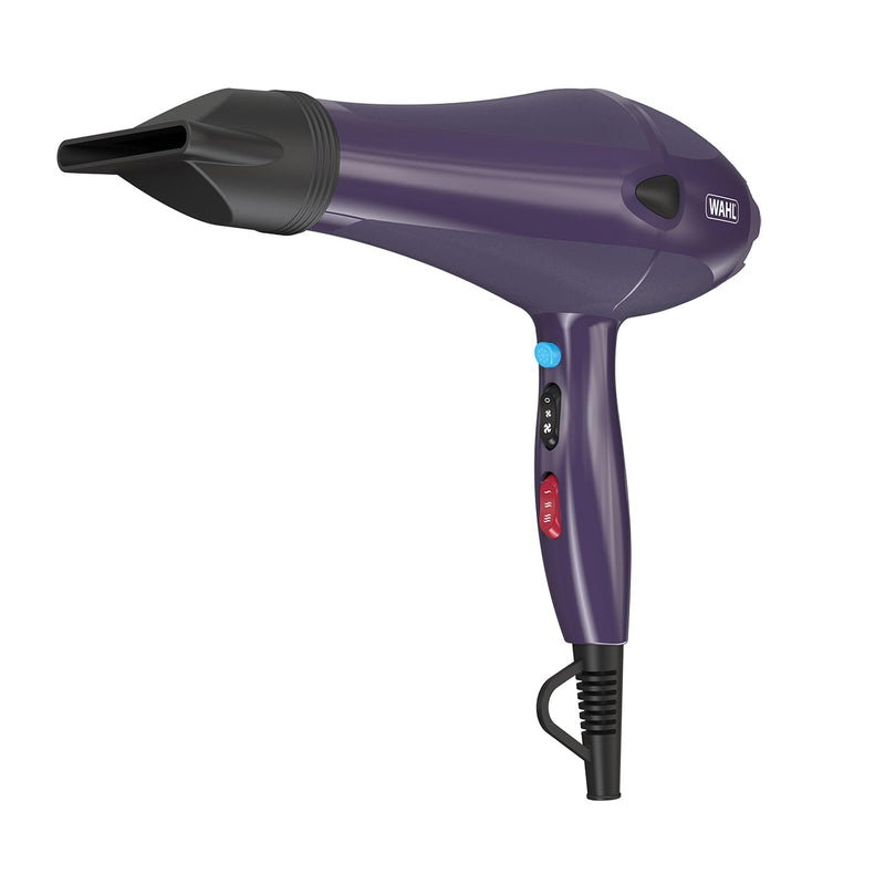Wahl Ionic Style Hairdryer in Purple, Hairdryers for Women, Hair Dryer with Attachments, Adjustable Temperature, Three Heat Settings, Two Speed Settings, Fast Drying