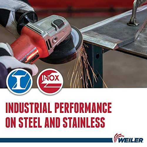 Weiler 51121 4-1/2" Tiger Paw Abrasive Flap Disc, Angled (Ty29), Phenolic Backing, 80Z, 7/8" Arbor Hole (Pack of 10) Performance Steel / Metal 80 Grit