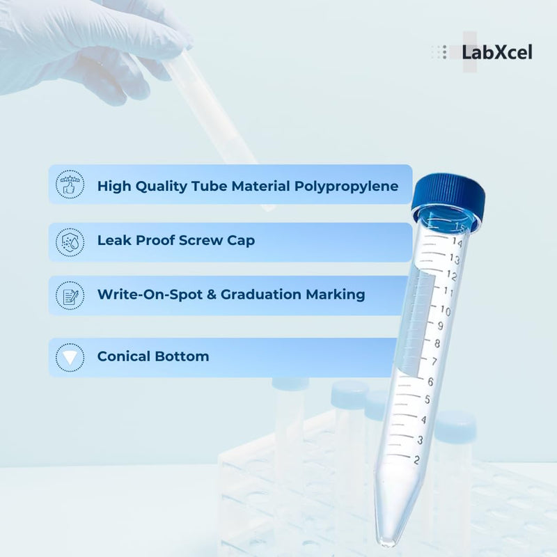 15ml Polypropylene Conical Centrifuge Tubes, [100 Pack] – Plastic Test Tubes with Caps, Printed Graduation, Blue Flat Screw Caps, High Speed Centrifugation, for Med and Lab Use [15ml, 100pcs] 15ml, 100pcs 100