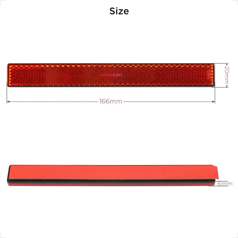 Evermotor Stick-on Rectangular reflectors Red Safety Reflector 6.53 inch Motorcycle Stickers Reflective Strips for Mailbox Golf Cart Trailer Driveway Door Moped(4 Pieces) Rectangle Red(4pcs)