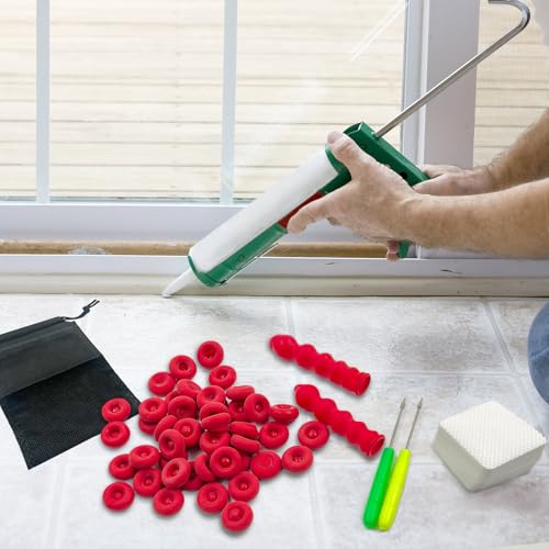 SNAIL GARDEN 102Pcs Reusable Caulk Caps with Scratch Awl & Cleaning Pads, Elastic Caulk Tube Sealer Caps for Sealing Various Caulking Tubes