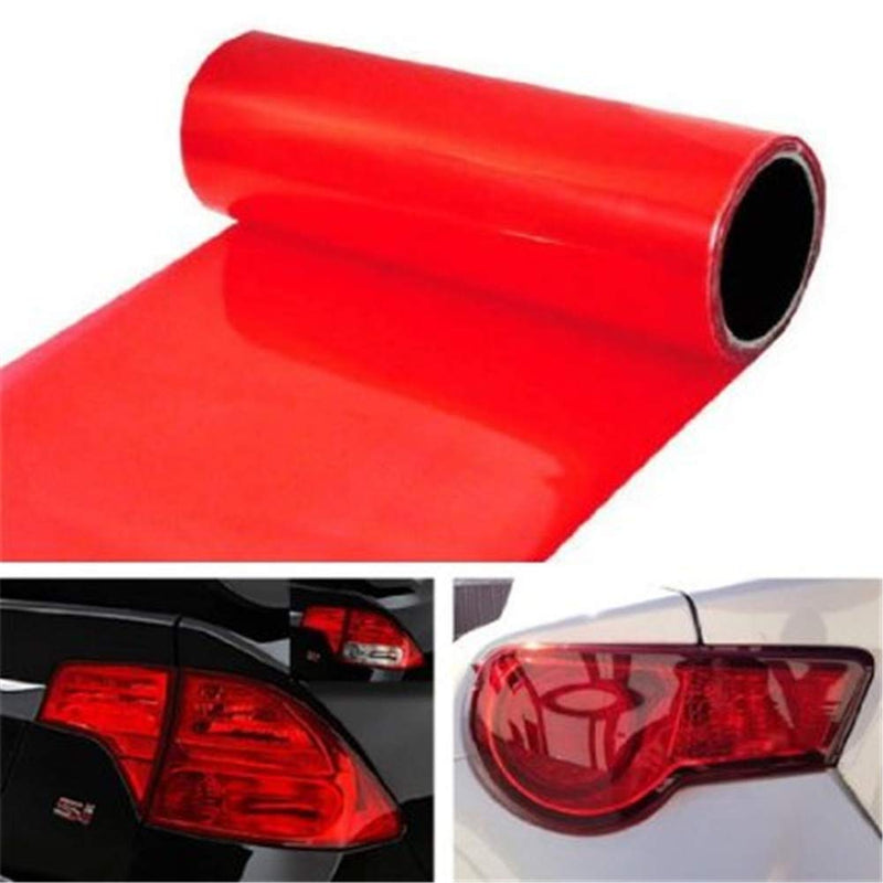 12 by 48 Inches Self Adhesive Headlight, Tail Lights, Fog Lights Tint Vinyl Film with Knife and Hand Tool (Red) Red