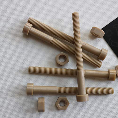 5X Natural PEEK Socket Head Screws & Bolts M6 x 65mm, Nuts & Washers