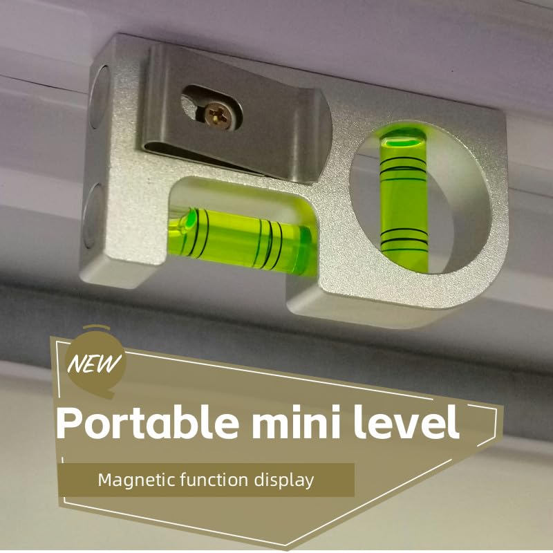 Solid aluminum alloy Mini level ruler portable mini level bubble meter with magnetic function TV stand installation (Silver Green) Silver Green