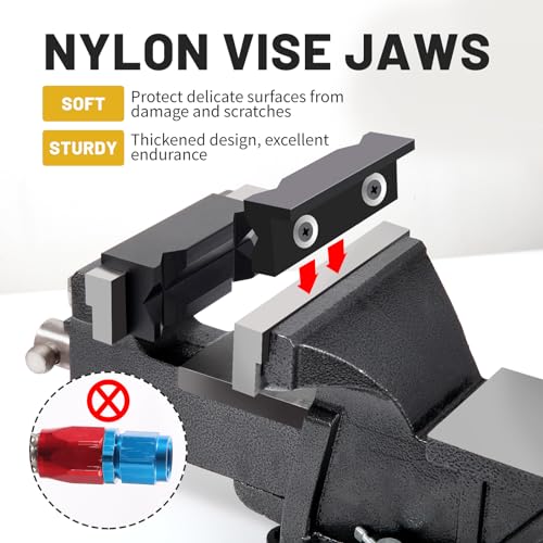 4" Aluminum Vise Jaw Pad AN Fittings Vise jaw, Bench Vise Jaw Pads Professional multi-purpose vise jaw protector of any metal desktop vise black. (One pair, Black, Aluminum)