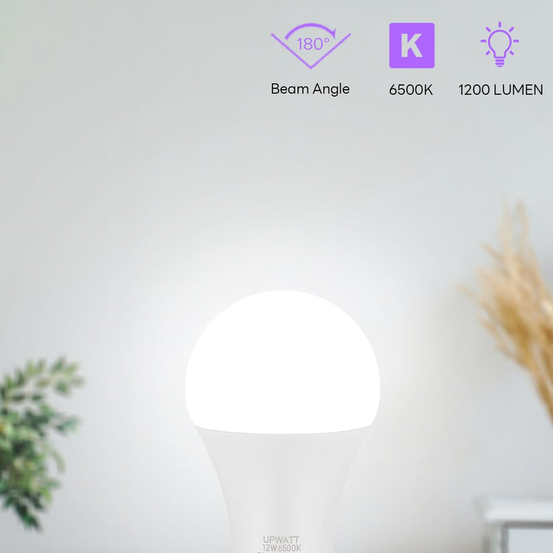 LED Light Bulbs A19 Daylight 6500K 12W (100 Watt Equivalent) 10 Packs | 1200 Lumens, Non-Dimmable, E26 Standard Medium Base, Super Bright 12W 6500K Daylight-10P