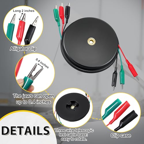 20ft Retractable 3 Wire Test Lead with 3 Alligator Clips 20FT