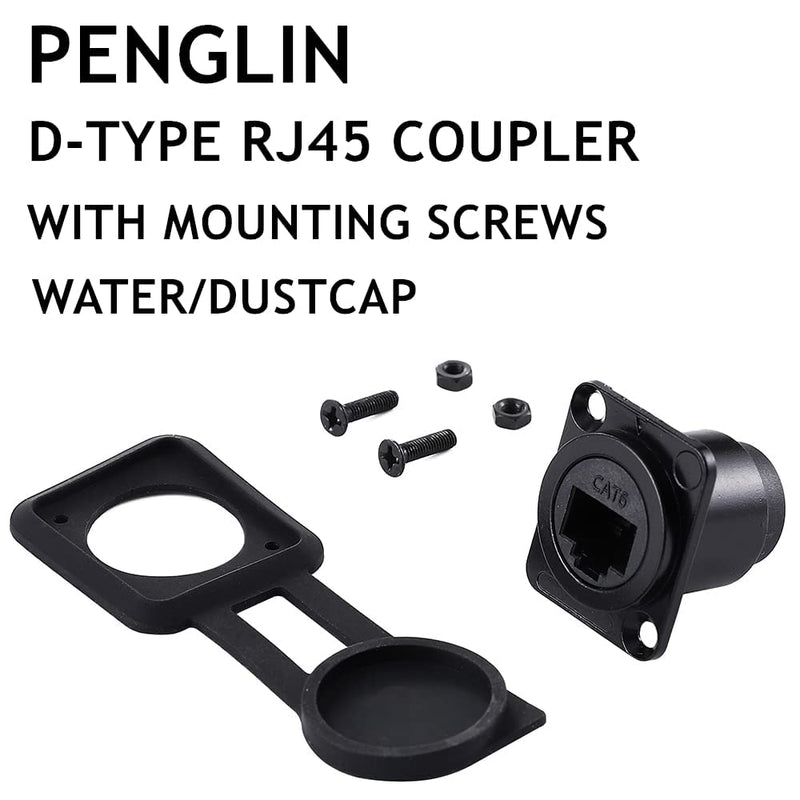 PENGLIN 10PCS D-Type RJ45 Coupler, Shielded RJ45 Panel Mount Connector, CAT6/CAT5E/CAT5 Female to Female LAN Network Bulkhead Pass Through Socket 10 PACK