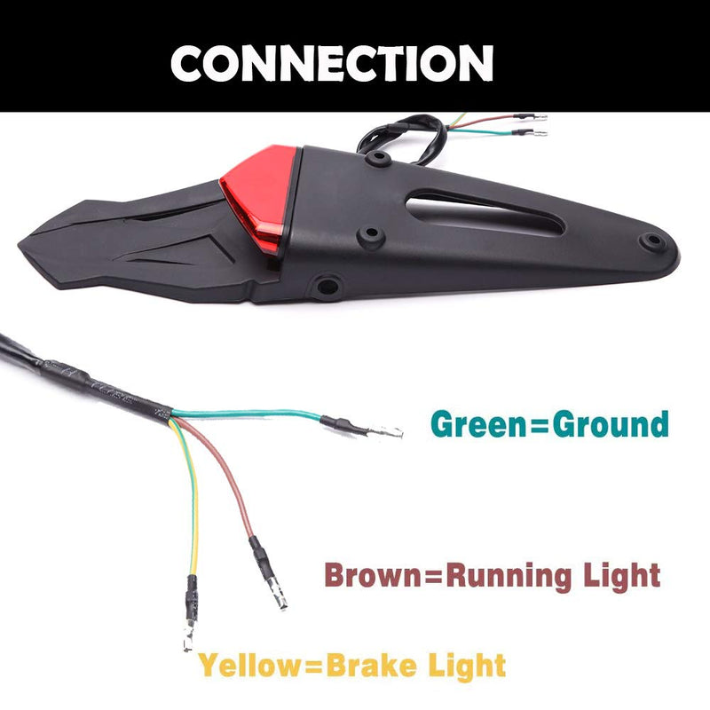 Rich Choices Rear Fender Mount Red LED Tail Light Brake Lamp Turn Signals License Plate Light for Custom Off-Road Motorcycle Dirt Bike (Red#1) Red#1