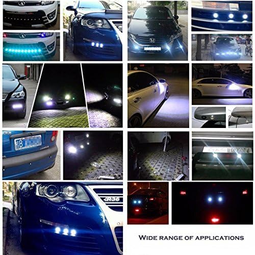 LEADTOPS Eagle Eye LED Lights, 10-pack DIY 12V Ultra thin 23mm Eagle Eye Bulb Fog Tail DRL Daytime Running Lights Yellow Kit for Car Motorcycle (Yellow, Black) Yellow light