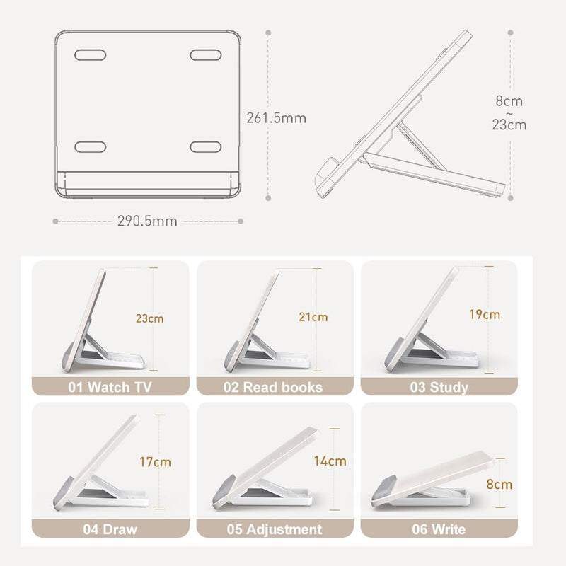 Tablet Holder Wood Stand,Wooden Laptop Tablet Multi-Function Stand - Adjustable Height Portable Computer Drawing Writing Board Holder, for iPad Pro 12.9/11,Air,Mini and More