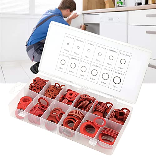 600PCS Faucet Washers Assorted Kit, 12 Sizes Red Rubber Washers Plumbing, Parts Washer with Box, for Household Commercial Appliances