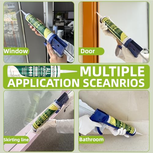 Gray Universal Silicone Caulk, 100% Silicone Sealant Outdoor Waterproof, Flexible Cartridge Adhesive Caulking for Aquarium RV Roof Window Door Kitchen Bathroom Bathtub Shower Seal, 10.1 Oz, 4 Pack