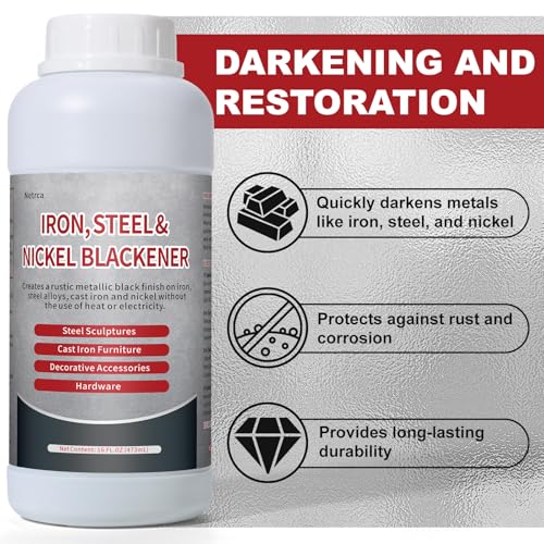 Iron, Nickel & Stainless Steel Blackener - Steel Blackening Solution for Iron, Steel, Nickel & Alloys - Traditional Patina Antique Finish - 16 fl oz