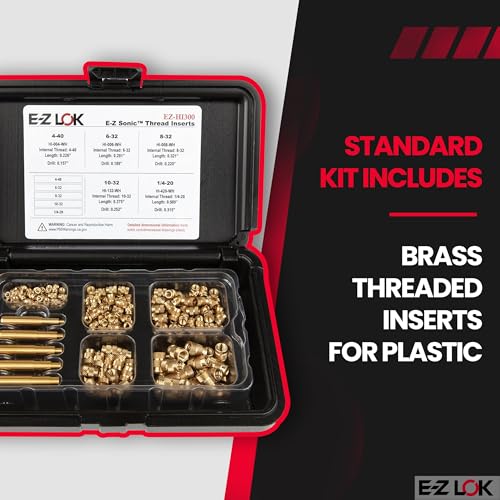 E-Z LOK Thread Insert Assortment Kit for Plastic, 4-40 to 0.25-20 4-40 to 1/4-20 Flush