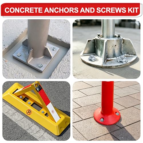 1/2 x 3-3/4 inch Wedge Anchors, 6 pcs Concrete Screw and Anchor Kit, Galvanized Concrete Anchors, Concrete Wall Anchors and Brick Anchors, Suitable for Concrete Floors and Walls 1/2 x 3-3/4In