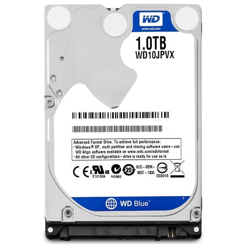 WD Blue 1TB Mobile Hard Disk Drive - 5400 RPM SATA 6 Gb/s 9.5 MM 2.5 Inch - WD10JPVX