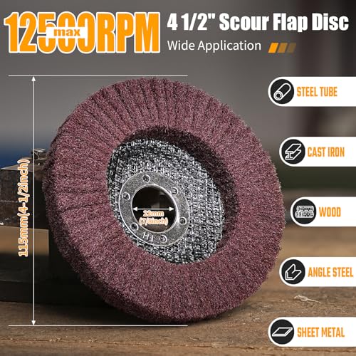 10Pcs 180 & 320 Grit Scour Flap Disc 4 1/2 Inch Angle Grinder Attachment for Metal & Wood Scouring Pads Polishing Wheel Sanding Disc Paint Rust Remover