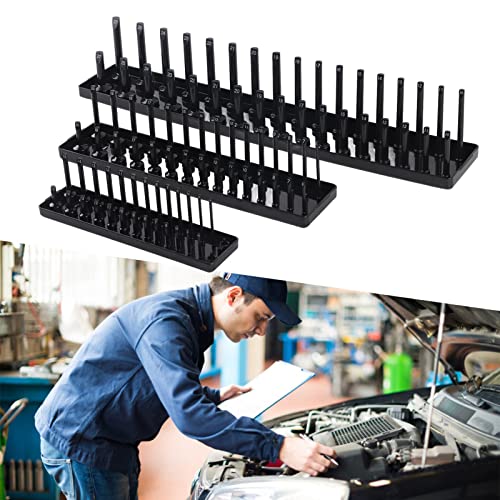 3PCS Socket Set for /4in 3/8in /2in Sockets Multifunctional Tool Tray with Deep & Standard Socket Holders Compatible with Most Toolboxes