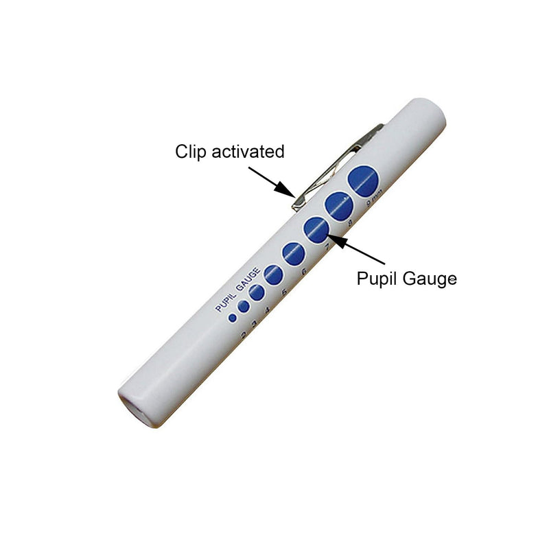 EMI 6 Pack - Bright LED Disposable White Diagnostic Penlights with Imprinted Pupil Gauge - Medical Pen Light for Nurse, Student, EMT, Doctors, and More