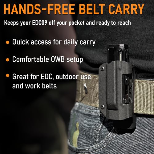 Kydex Flashlight Sheath for Nitecore EDC09, Adjustable Retention