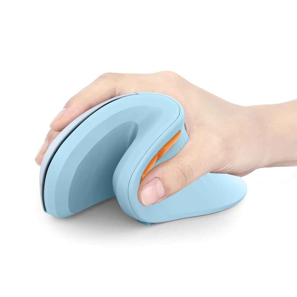 seenda Ergonomic Mouse with Jiggler - Wireless Vertical Mouse with Dual Connection (Bluetooth 4.0+USB), Reduces Wrist Strain, Quiet Click, Compatible with PC, Laptop, Mac, Windows - Sky Blue