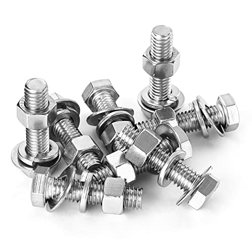 3/8-16 x 3-1/2" Hex Head Bolts Screws, Nuts, Flat and Lock Washers Assortment Kit, 304 Stainless Steel(18-8), Machine Fully Thread, Bright Finish 5Sets 3/8-16 x 3-1/2" (5Sets)