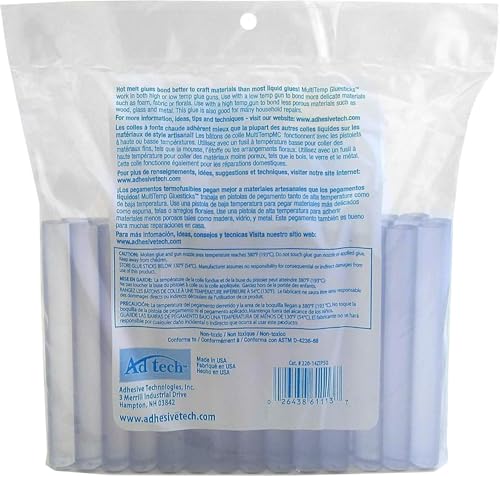 AdTech Crystal Clear Hot Glue Gun Sticks (W220-14ZIP50C) – Full Size Hot Glue Sticks. All-Purpose Glue Sticks for Crafting, Scrapbooking & More. 50 Pieces. Length: 4” Diameter: .44”.