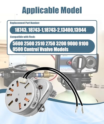 18743 Timer Motor Fit for Fleck 5600 2500 2510 2750 9000 9100 9500 Control Valve Replacement 18743-1 13400 13944 11384 18743-2