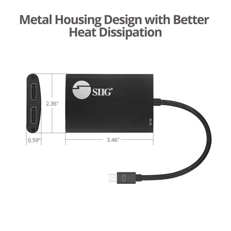 SIIG 2-Port Mini DisplayPort 1.2 to 2 DisplayPort MST Hub Video Splitter, Not for HDMI, DisplayPort Daisy Chain Monitor, Not for MacOS, TAA Compliant (CE-DP0J11-S1) 2x DisplayPort