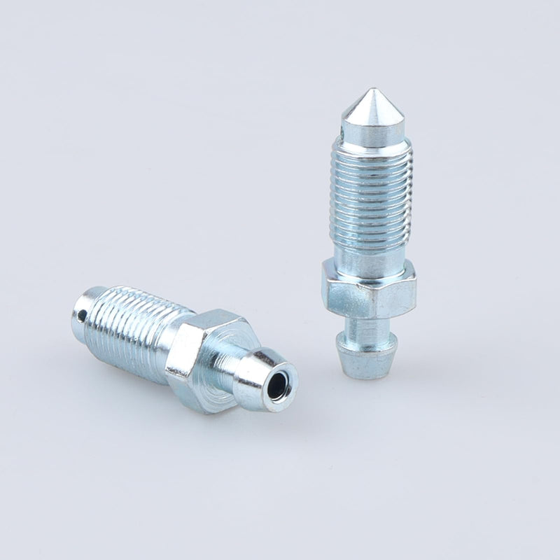 M10 x 1.0 Brake Bleed Nipple Screw Bleeder Fitting Zinc Steel, Pack of 2 M10x1.0